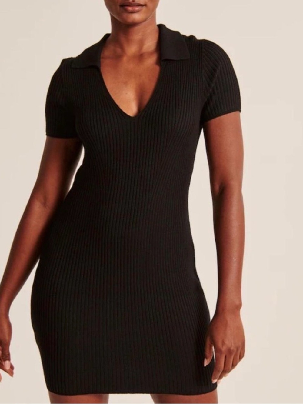 Abercrombie and Fitch size XS Ribbed Polo Short Sleeve Dress in Black